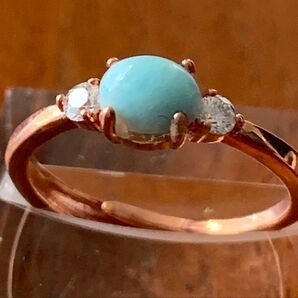 リング台違い!癒しのラリマーオーバルカボションリング ハンドメイド ※ターコイズではありません 石が小さい為か一色になってます