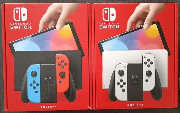 Nintendo Switch 有機ELモデル ホワイト ネオンブルー&レッド 未使用 店舗印なし 2台セット