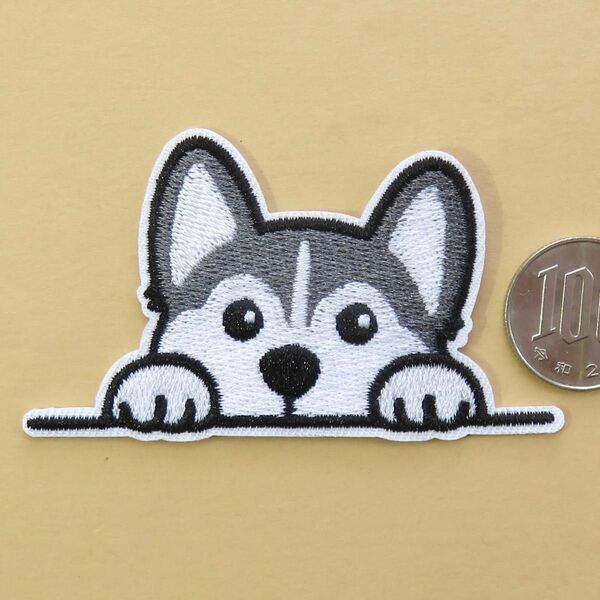 シベリアンハスキー 犬 刺繍 アイロン ワッペン アップリケ an-s62 手芸用品 アレンジ patch 愛犬 ペット