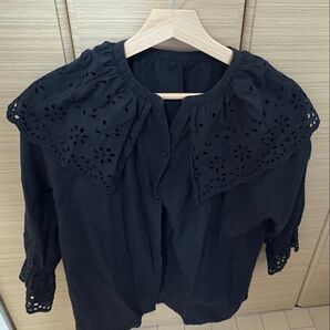 LOWRYSFARM ローリーズファーム 黒 フリルブラウス 七分袖