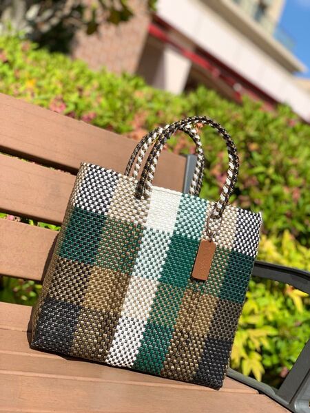 新品 大人気オアハカ産 メルカドバッグ モスグリーン Sサイズ 職人の手作り かごバッグ