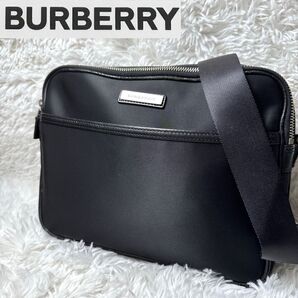 バーバリー ショルダーバッグ 斜め掛け ノバチェック ナイロン 黒 BURBERRY ブラック レザー