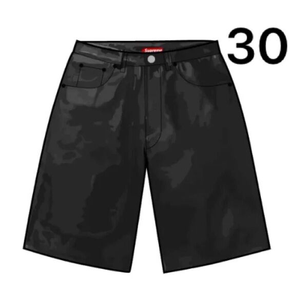 Supreme Baggy Leather Short BLACK 30 25SS