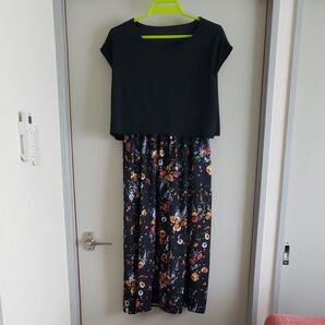 花柄ドッキング ワンピース