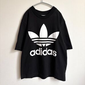 adidas アディダス TREFOIL オーバーサイズ T ブラック 半袖 ビッグシルエット