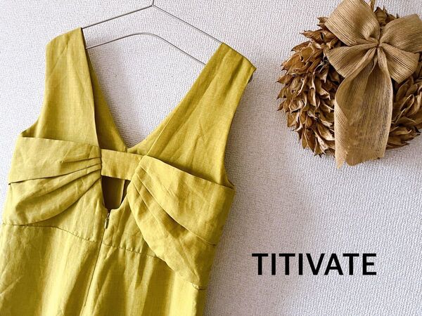 サロペット TITIVATE オーバーオール パンツ ワンピース かわいい バックリボン