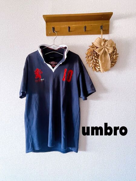 umbro ポロシャツ 刺繍 メンズ シャツ 半袖 O サイズ LL Tシャツ XL ラガーシャツ アンブロ