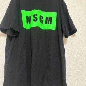 MSGM ロゴTシャツ ブラック×グリーン