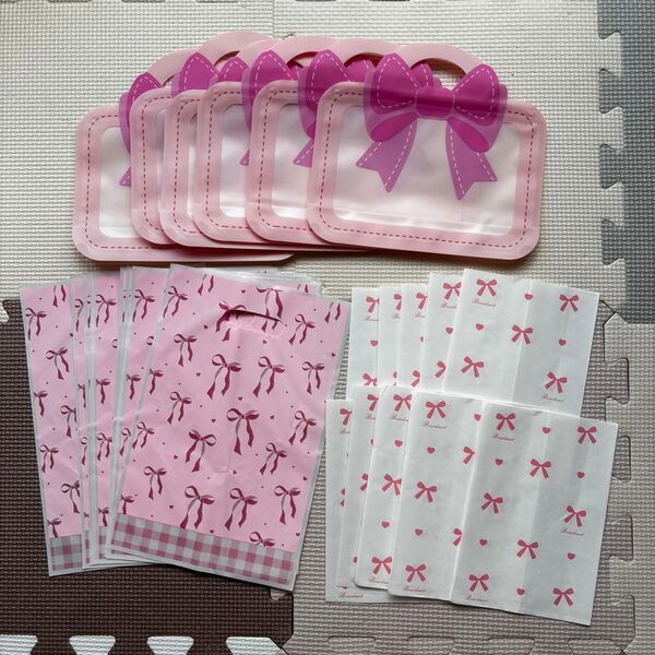 ジップバッグ 手提げ袋 紙袋 リボン メルヘン 韓国 小物入れ 収納 プレゼント 梱包 ハンドメイド
