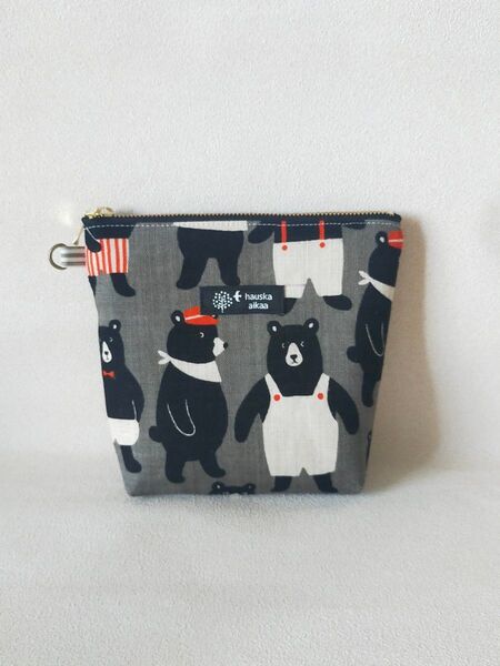 ハンドメイド☆保冷ポーチ☆くま☆グレー