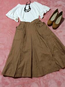 266* Leilian 9* beautiful goods * flax . orange beige. wrinkle processing skirt * size 9