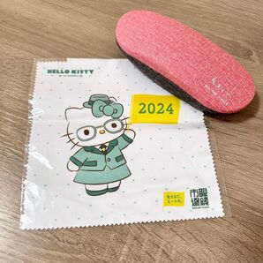 眼鏡市場 メガネケース 眼鏡ケース ピンク グレー キティー メガネ拭き
