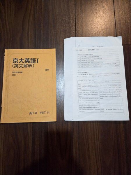 駿台 夏期講習 京大英語I 英文解釈 桜井博之 テキスト 板書 解説プリント 書き込みあり