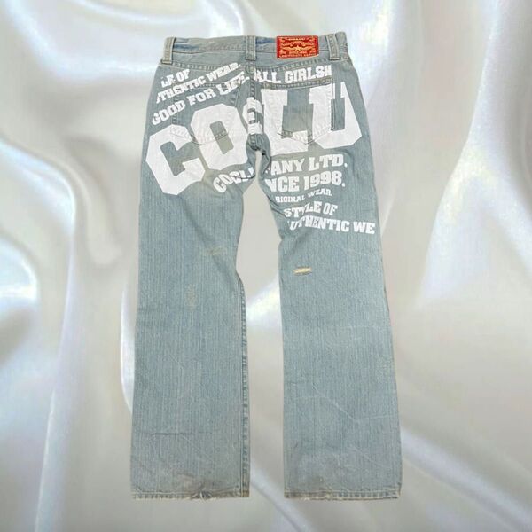 y2k 00s 平成ギャル co&lu ココルル ダメージデニム でかロゴ 26 cocolulu 原宿 渋谷