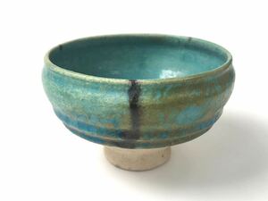 【最終処分】波斯　ペルシャ　青釉線文　茶碗　12～13世紀　イラン周辺　時代、本物保証　無傷　直しもありません　共箱付