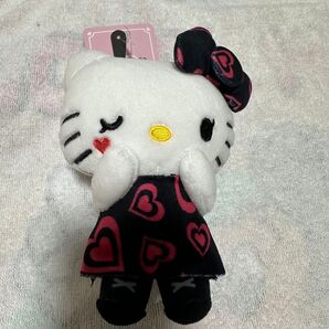 ハローキティ マスコットチャーム ぬいぐるみ キーホルダー アベイル 日焼けキティ サンリオ ブラック ハート