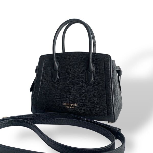 未使用級 ケイトスペード Kate spade ハンドバッグ ショルダーバッグ 2WAY ミニ サッチェル レザー ブラック 黒