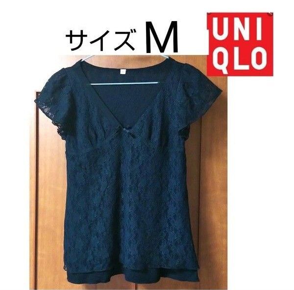 ユニクロ レディース レース T ・ 半袖 トップス M サイズ 黒 ブラック カットソー UNIQLO