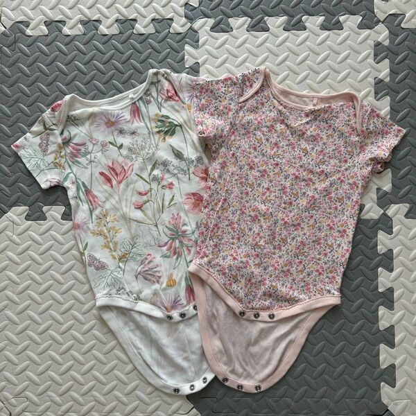 【美品】next 半袖ロンパース 肌着 花柄 2枚セット