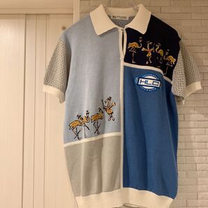 ヴィンテージ サマーニット ゴルフ ユニセックス フラミンゴ ポロニット スポーツ 半袖
