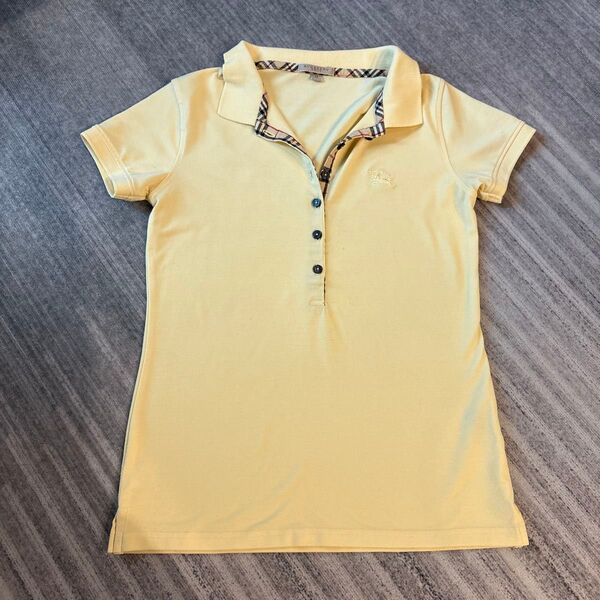 バーバリーブリット 半袖 ポロシャツ ノバチェック M イエロー BURBERRY M