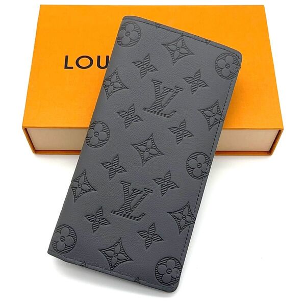 【極美品】LOUIS VUITTON ルイヴィトン モノグラム シャドウ ポルトフォイユ ブラザ グレー 長財布
