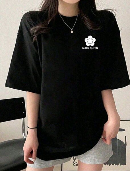 新品未使用 デイジー柄 ロゴTシャツ ブラック レディース