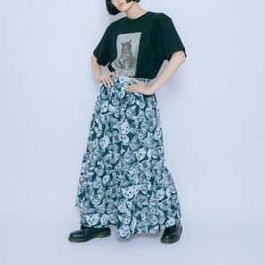 &ellcey アンドエルシー 猫まみれスカート クロ M