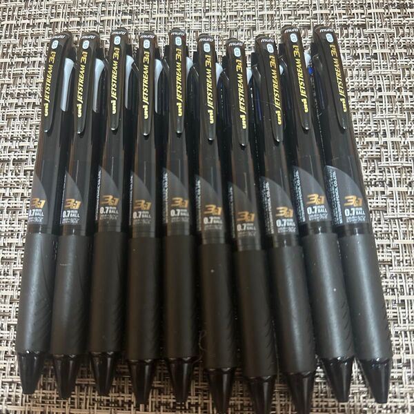 ジェットストリーム 多機能ペン 3&1 透明ブラック(黒・赤・青)0.7mm MSXE460007T24 10本