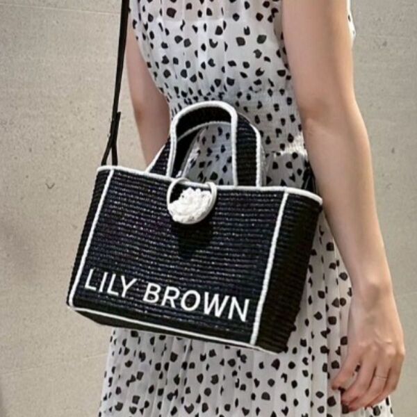 LILY BROWN MARY QUANT ジュートロゴトートバッグ コラボ リリーブラウン マリークワント カゴバッグ ロゴ