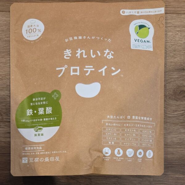 豆腐の盛田屋 お豆腐屋さんがつくったきれいなプロテイン 鉄+葉酸 〈抹茶味〉 300g
