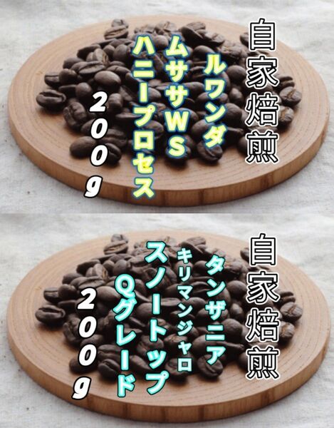 【ルワンダ】ハニープロセス【タンザニア】スノートップ 自家焙煎豆 各200g (自家焙煎 コーヒー豆 コーヒー)