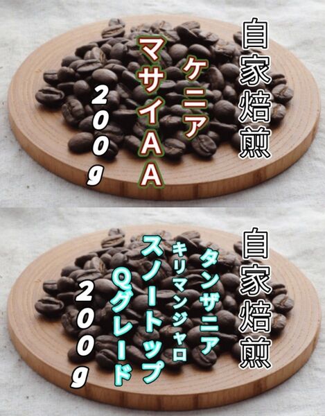 【ケニア】マサイ【タンザニア】スノートップ 自家焙煎豆 各200g (自家焙煎 コーヒー豆 コーヒー)