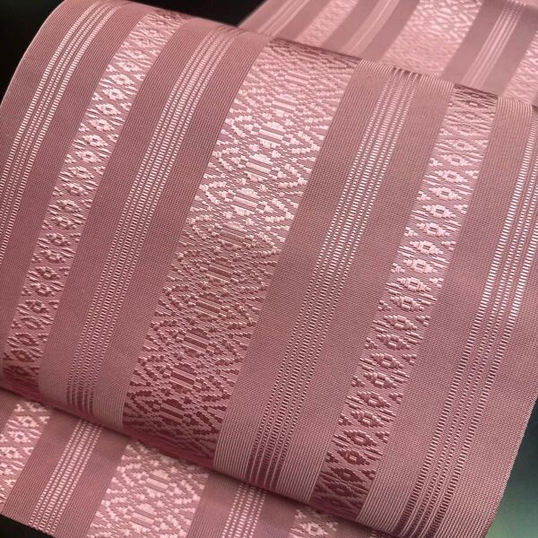 7-3 夏物 夏帯 名古屋帯 八寸 美品 正絹 着物 松葉仕立て 博多織