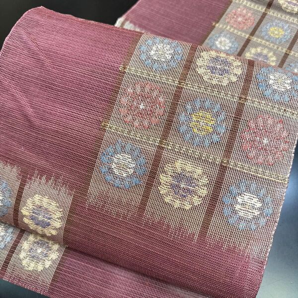 7-12 夏帯 夏物 名古屋帯 八寸 美品 正絹 着物 松葉仕立て