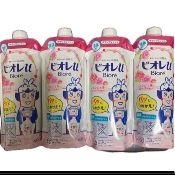 花王 ビオレu つめかえ用 エンジェルローズの香り 340ml×4個