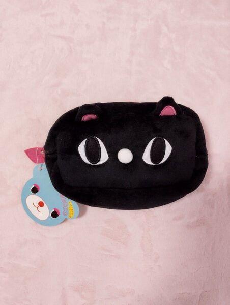コスメ化粧ポーチ ねこ ブラック 黒猫ペンケースハート型新品
