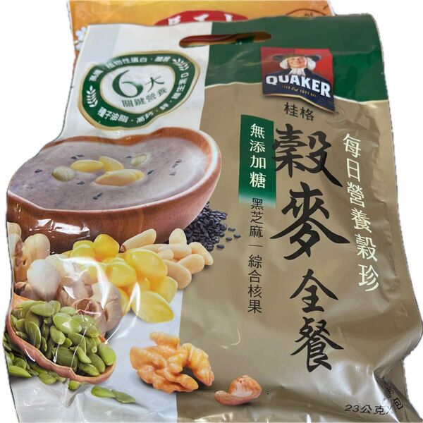 桂格 クエーカーQuaker 穀麥全餐 黒胡麻 無糖 ミックスナッツ 23g*10個袋 台湾製 ホット アイス どっちもOK