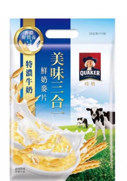 台湾お土産 Quaker 桂格鮮麥片 28g*10個袋入り インスタントオーツミルク クエーカー 濃厚ミルク三合一鮮麥片 厳選