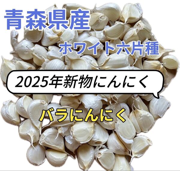 2025年新物 バラにんにく520g 青森県産 ホワイト六片種にんにく 小粒 乾燥済み ネット入り