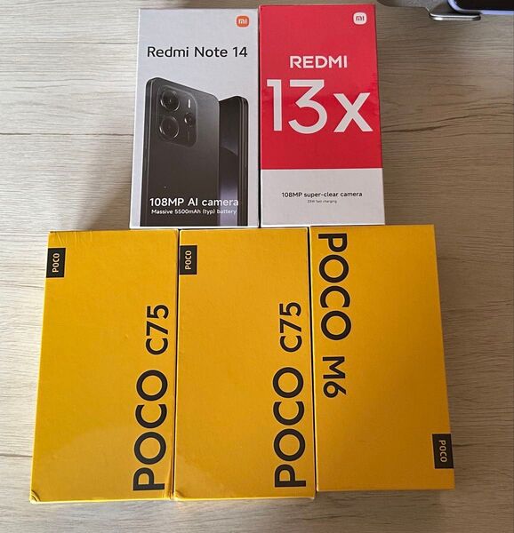 POCO C75 REDMI13X REDMI Note14 POCO M6 5台セット 新品未開封