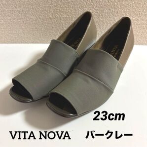 新品未使用 VITA NOVA オープントゥパンプス レディースサンダル 23cm カーキ