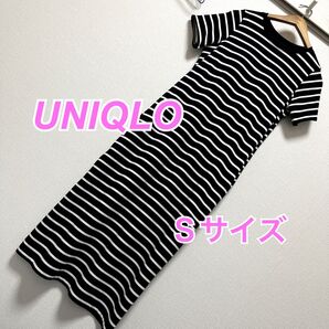 UNIQLO★エアリズムコットンブラワンピース★ブラトップ★カップ付き★カップイン★ボーダー★ブラック★マキシワンピース★Sサイズ