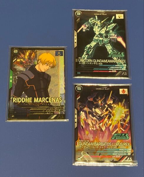 機動戦士ガンダム アーセナルベース FQ03 リディ・マーセナス 大会 プロモ ユニコーンガンダム(覚醒) ガンダムバルバトス