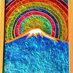 富士山ステンドグラスガラス絵の具開運絵画ハンドメイドアート沖縄イラスト犬猫風景画龍神アクリル絵の具インテリア手書き
