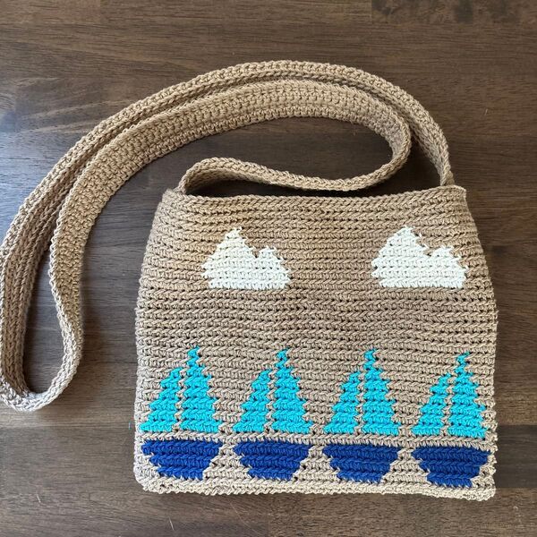 ハンドメイド かぎ編み ヨットのショルダーバッグ