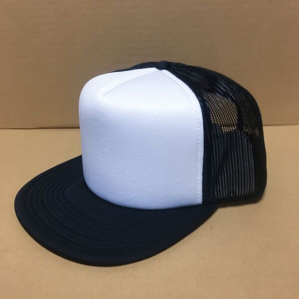 OTTO メッシュキャップ フラットバイザー ツートンブラック 白黒ハーフ BLACK クロ オットー CAP 帽子 無地 野球帽