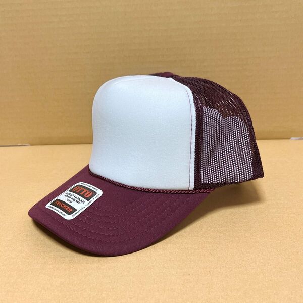 OTTO メッシュキャップ ツートンマルーン 白マルーンのハーフ ワインレッド ホワイト 白 オットー CAP 帽子 無地 野球帽