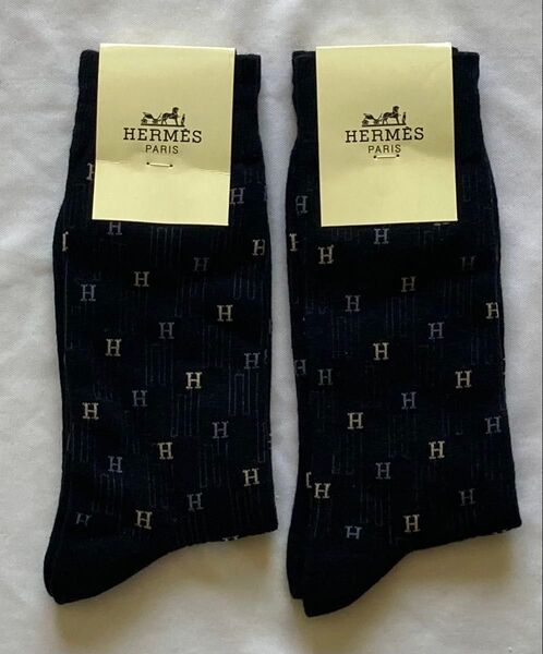 ■HERMES/エルメス■ソックス/靴下2足まとめて■サイズ10-13/25㎝-27㎝■黒/ブラック■紳士用 メンズ■