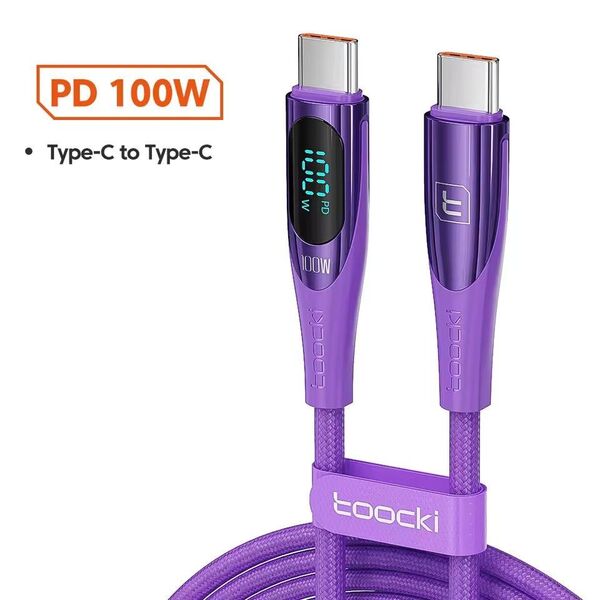 【新品未使用】2m toocki PD 100W USB Type-C to Type-C 急速充電ケーブル パープル